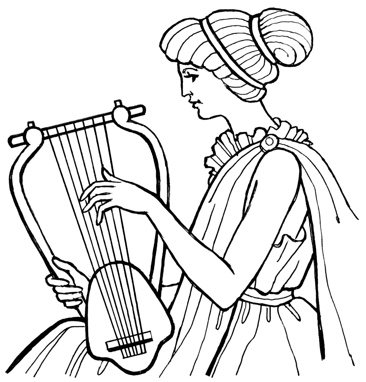 woman playing lyre